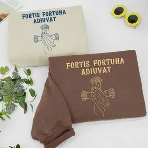 Latin Quote Embroidered Crewneck, Personalized Motivational Sweatshirt, Aesthetic Gift