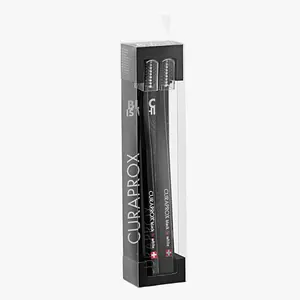 CURAPROX Black is White Duo Toothbrush black/black - Elegant Design, Stylish Color Scheme, Free from BPA & Phthalates, Oral Care Wirebrush