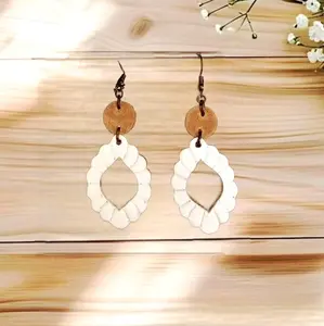 Pixie- Handmade Leather Scallop shape earrings