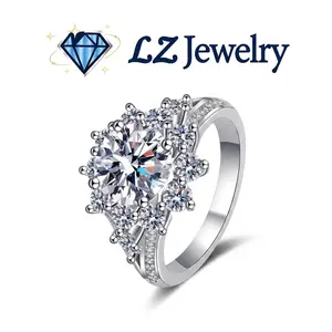 #25 (Sunflower 3/10CT) 925 Sterling Silver Synthetic Moissanite Ring