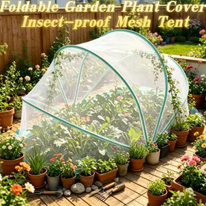 Foldable Garden Cover Net Plant Protection Tent, Insect-Proof Arch Greenhouse, Lightweight Plastic Fiber Frame, Easy Installation, Seedling Cultivation