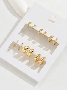 Women's Elegant Textured Metal Design Hoop Earrings, Simple Style Plain Color Hoop Earrings, Fashionable Jewelry For Women & Girls For Daily & Party Decoration