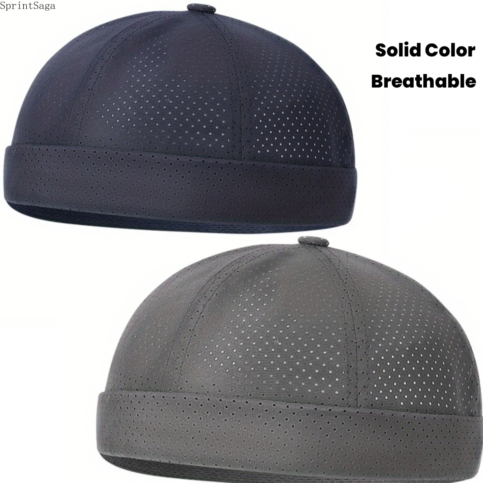 Men's 2-Pack Docker Caps Clothing, Brimless Mesh Skull Cap, Adjustable Lightweight Beanie for Daily Travel & Casual Summer Wear