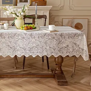 1pc New French Tail Lace Tablecloth, Rectangular for Dining Tables and Coffee Tables, Birthday Party Decor, Easy Clean, Home Decoration, Picnic Table Cover