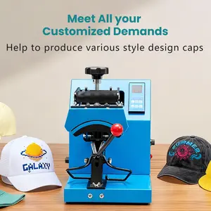 Hat Press Machine, Professional Hat Heat Press for Caps, 3.2"x5.5" PTFE-Coated Plate, LCD Display, 570°F Max Temp, Memory Mode