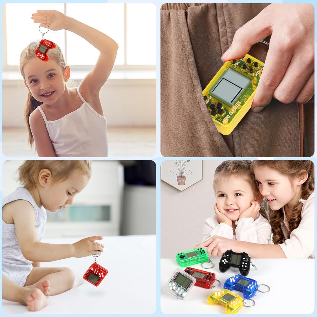 6PCS Video Game Party Favors | Mini Gaming Keychains 8-Bit Handheld Toys for Kids Birthday Party Supplies, Return Gifts, Goodie Bag Fillers