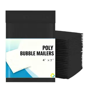 200 #0000 4x7 (4x6) Black Poly Bubble Padded Envelopes Mailers Bag