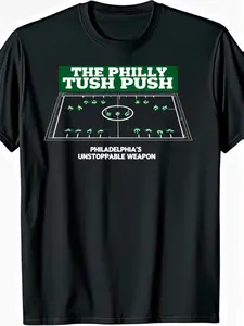 Mens Philadelphia Football Graphic T-Shirt - Vintage The Philly Tush Push Design, Loose Fit Crew Neck Tee, Machine Washable All-Season Shirt for Sports Fans, Casual Casual Attire & Holiday Gifts( Halloween, Christmas, Thanksgiving) - Ideal for