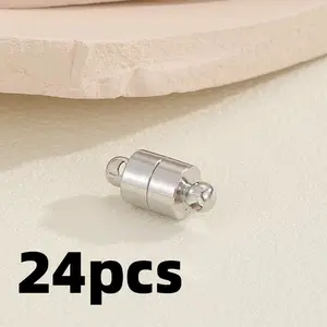 24 Pairs Magnetic Necklace Bracelet Clasps, 0.43in Magnet Converter Jewelry Clasps Extenders Locking for Bracelet Necklace Making(Silver)
