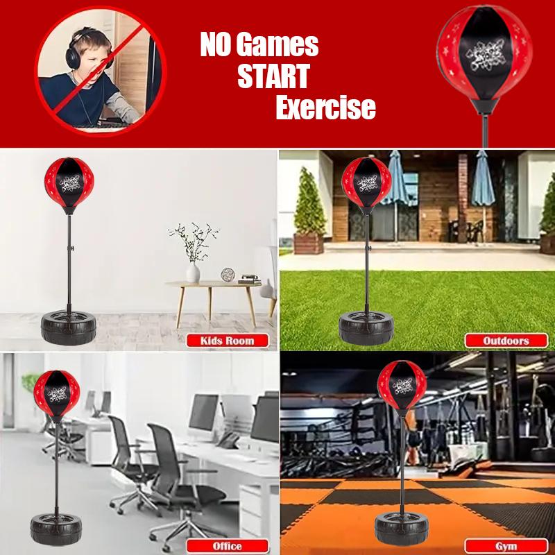 Adjustable Stand Punching Bag with Boxing Gloves - Fun and Safe Toy for Boys and Girls Ages 3+ - Ideal for Karate and Martial Arts Training