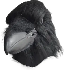Full Head Realistic Raven Mask With Articulated Beak - Professional Latex Halloween Costume Mask For Adults, Animal Cosplay & Horror Carnival Props