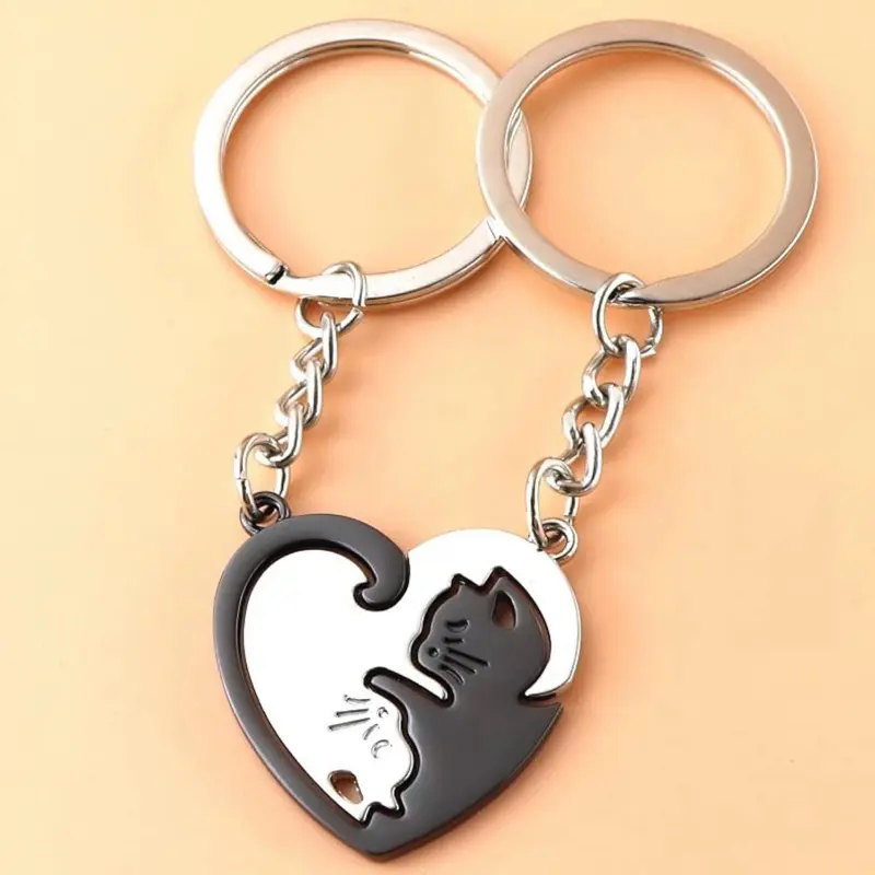 Cat Matching Keychains for Couples Gifts for Boyfriend Girlfriend Wife Husband Birthday Gift Matching Friendship Gifts for Women Men Couple Keychains for Him and Her