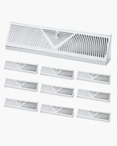 【fathersdaygift】VEVOR 18-Inch Floor Registers,10-Pack Baseboard RegistersHVAC Heavy-Duty Walkable Iron Floor VentsRustproof Anti-Peeling Air Vents Deflector Adjustable with Metal Damper for Home & OfficeWhite