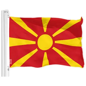 G128 Macedonia Macedonian Flag | 3x5 Ft | LiteWeave Pro Series Printed 150D Polyester | Country Flag, Indoor/Outdoor, Vibrant Colors, Brass Grommets, Thicker and More Durable Than 100D 75D Polyester