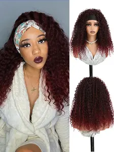 16Inch Synthetic Reusable And Breathable Heat Resistant Fiber Natural Headband Wig Black Burgundy  Chocolate Brown Multicolor Natural  Wigs Daily Party Cosplay Wig For Girls Used Daily Party Cosplay Christmas Gifts Holiday