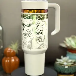 Octopus design by Dave Jeffers on a 40oz Tumbler with Handle & Silicone Straw - Reusable & Washable Water Bottles - Cup, Mug, Bottled, Drinkware, Portable tumblers