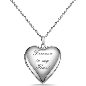 Locket Necklace That Holds Pictures "I Love You to the Moon and " Photo Memory Lockets Necklaces