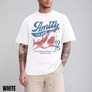 Jaws Amity Island 1975 Unisex T-Shirt, Movie Inspired Gift, Cotton T-Shirt for Film Buffs, Retro Summer Shirt, Vintage Beach Tee, Womenswear