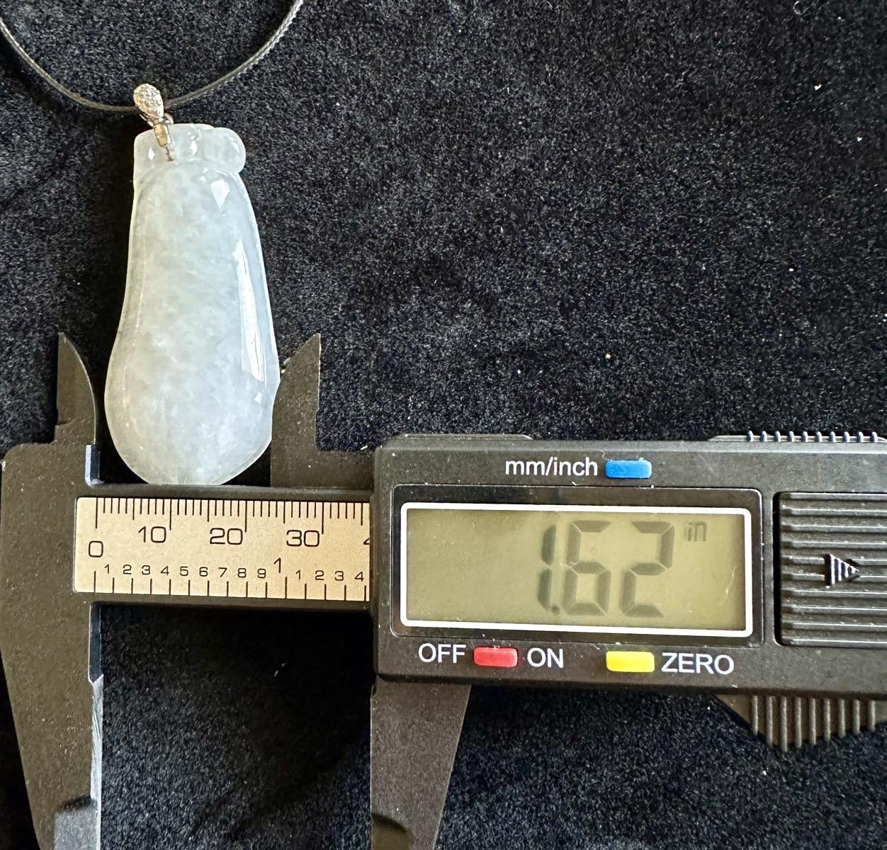 Jade Pendant with Lucky Squashe Design - 100% Myanmar Jadeite Stone, 1.62 x 2.66 x 0.95 Inches, Unisex, Icy White Color