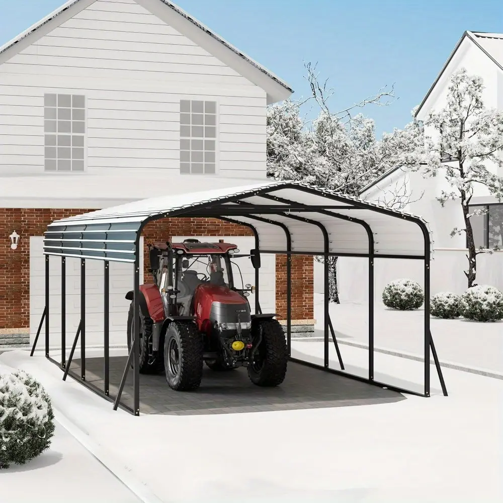 Heavy-Duty Metal Carport with Galvanized Steel Roof & Enhanced Base - 12x20ft Outdoor Vehicle Shelter, High Quality Parking Canopy for SUV, Truck, Boat, ATV, Equipment - Easy Assembly Driveway/Construction Site Coverage, Atv Cover, Sturdy Frame Design, Re