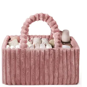 Flannel Diaper Caddy Organizer, Cozy Nursery Storage Basket, Included Gift Packaging, Perfect Baby Shower Gift, Newborn Essentials, Diaper Bag