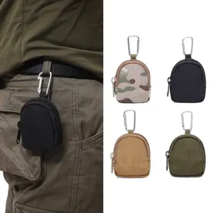 Mini Tactical EDC Pouch - MOLLE Keychain, Nylon Key Protector Bag, Durable Zipper Small Tool Pouch with Carabiner, Compact Portable Organizer for Outdoor Hiking, Daily Use