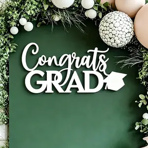 Congrats Grad Sign for Backdrop,Wooden Class of 2026 Signs for Graduation Party Backdrop,Grad Party Decor, Senior Sign 2026 Graduation Decorations