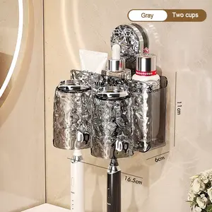 Bathroom Toothbrush Storage Rack Wall Mounted Non Perforated Suction Cup Wash Cup Set Bathroom Storage Big Red House