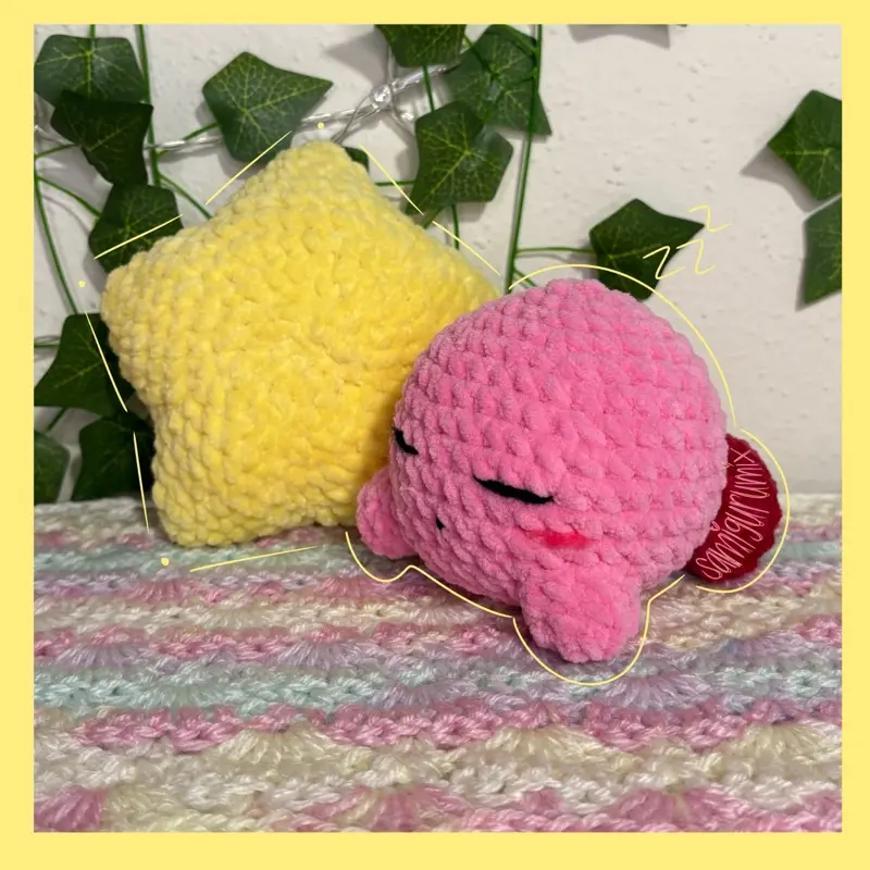 Handmade crochet sleeping pink bubble