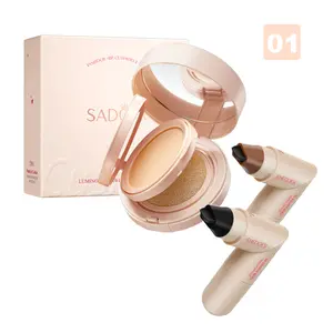 Flawless Base & Winged Eye Makeup Set – Travel Size Matte Cushion Foundation with Long-Lasting Coverage + Double-Ended Wing Eyeliner Stamp, Smudge-Proof & Beginner Friendly