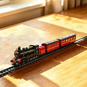 British Vintage Steam Train Building Blocks, 78cm Long Model Railway Decor, Perfect Gift for Rail Enthusiasts, Ideal Collector's Item