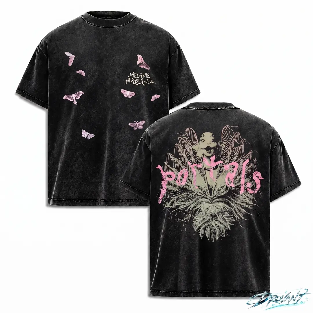 Melanie Martinez Portals Moth Vintage Washed Graphic Tee, Fairy Grunge Streetwear, Y2K Clothing, Unisex, A Comfortable Summer Gift