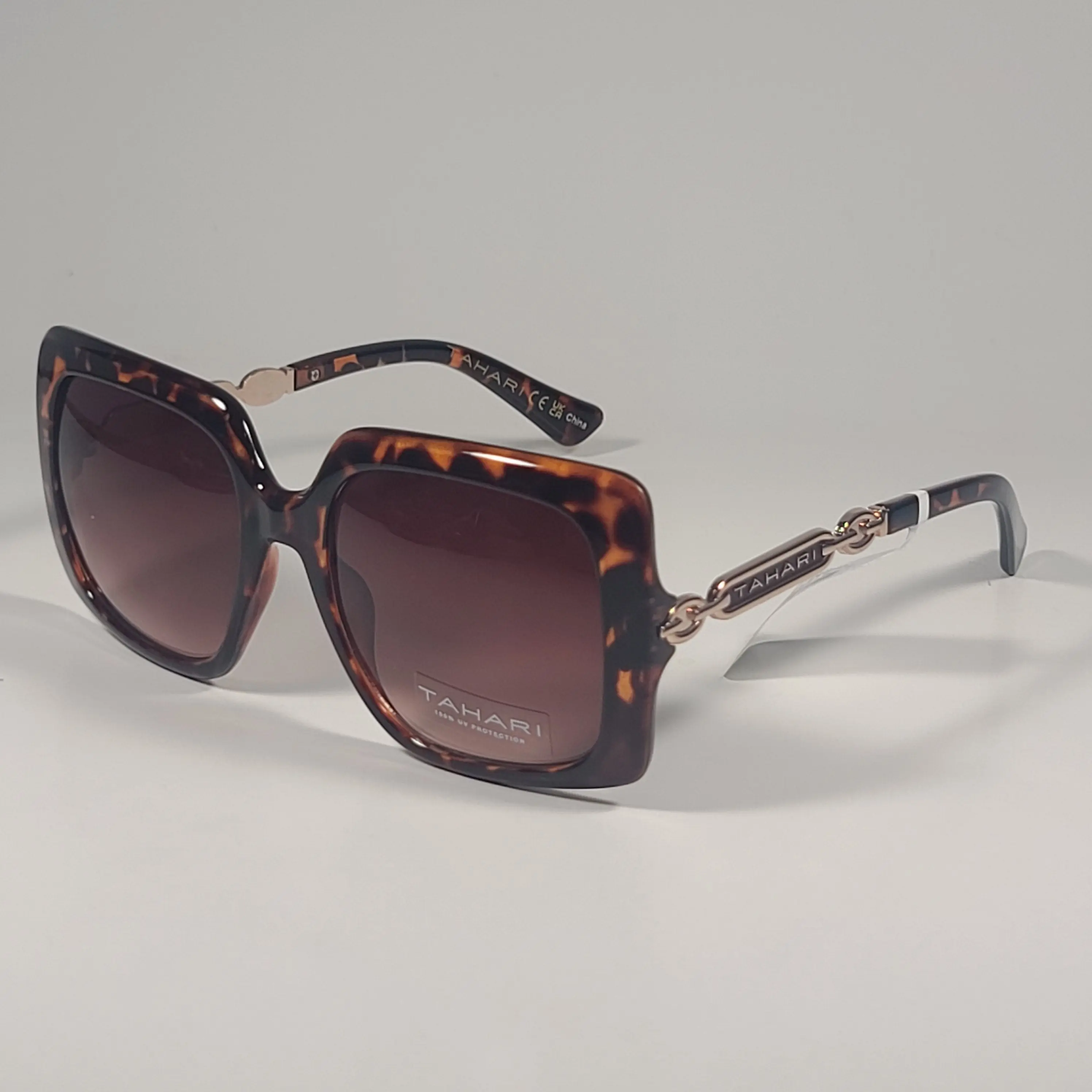 Tahari TH933 TS Oversize Butterfly Sunglasses Gold Brown Tortoise Gradient Lens