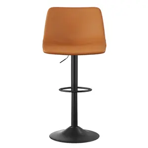 2PCS Brown Adjustable Bar Stools with Back – Swivel PU Leather Counter Chairs with Footrest, Armless Pub Stools for Kitchen Island & Home Bar, 300 LBS Weight Limit