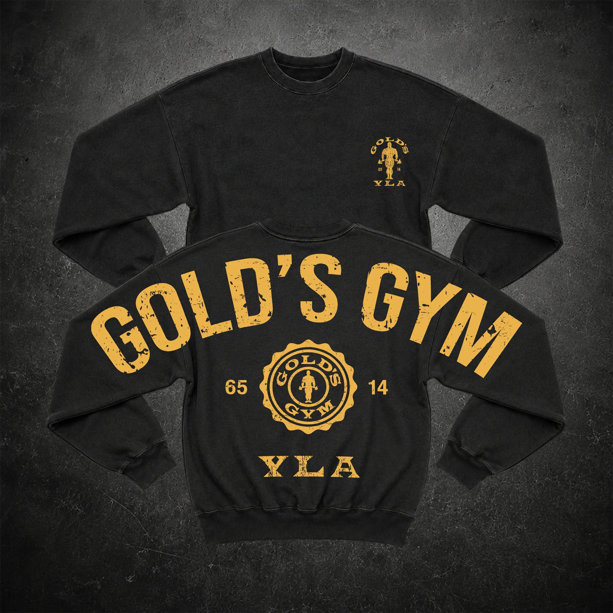 Golds YLA Full Back Design Oversize Sweatshirt, Gym Apparel, Workout Wear, Training Men's Top, Aesthetic Shirt, Discipline, Strength, Focus