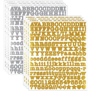 8 Sheets Gold Foil Letter Stickers, Diary Journal Decoration Cards, Handmade Vintage Alphabet Decals, DIY Gift Supplies