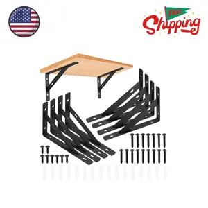 Heavy Duty Shelf Brackets - 8 Pcs L Shaped Metal Wall Mount Shelves Support for Floating Shelves (3.7 x 6 inch)