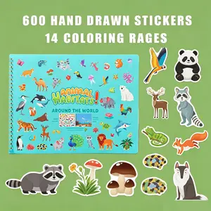 1 Count Animal Sticker Book  Activity for Kids Toddler Airplane Travel Essentials 600+ Habitat Stickers 13 Scenes 14 Coloring Pages Animal Lover Gift Childrens Crafts Ages 2-8 early education