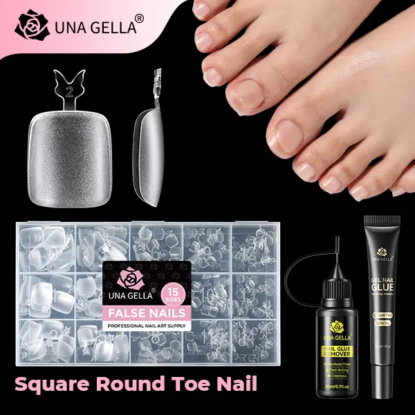 Square Round Toe Nail+15ml Air Dry Gel Nail Glue+20ml Nail Glue Remover
