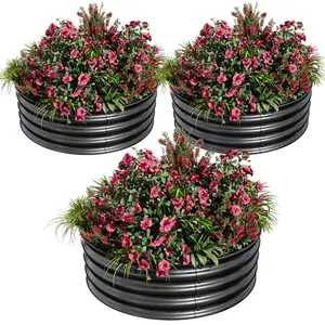 [FLASH SALE] Garvee 3-Pack Round Metal Raised Garden Bed, 2x1FT Galvanized Planter Boxes, Rust-Resistant, Open Bottom, Easy Assembly, Garden Beds for Vegetables, Flowers & Herbs – Black