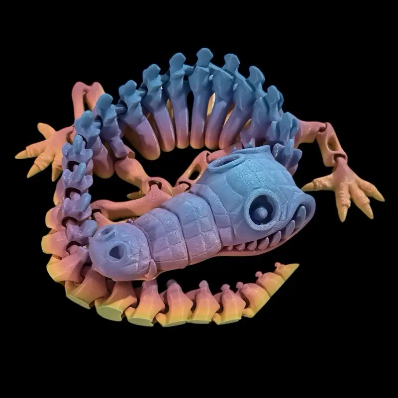 Giant 3D Printed Skeleton Crocodile Articulated Fidget Toy - Colorful Design with Unique Features