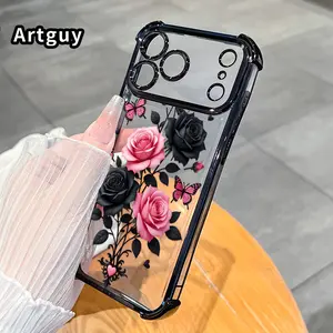 Four Corners Phone Case for iPhone 17 16 Pro Max 15 Plus 14 13 12 11 E Air Gothic Romance Blooms Pattern Anti-drop Cellphone Protective Durable Total Coverage Shockproof Phone Cover