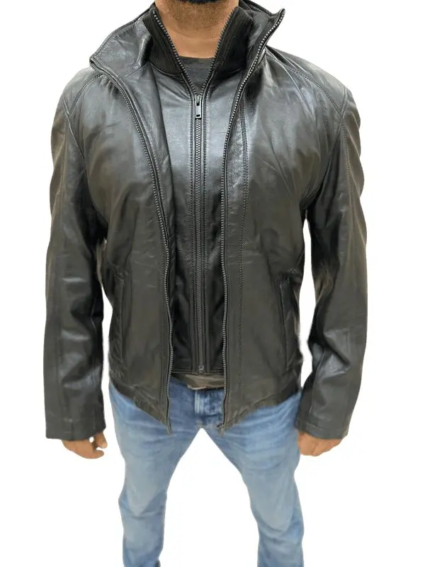 100% Top Grain Leather Double Zipper Jacket C11