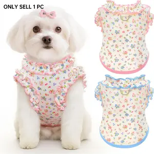 1 breathable summer shirt for small dogs, with ruffled sleeves, elastic pet T-shirt, suitable for puppies, Sphynx cats, kittens, French Bulldogs, Dachshunds