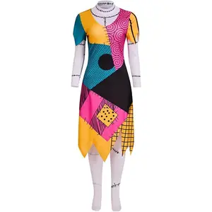 Christmas Sally Costume Women's Nightmare Christmas Cosplay Sally Dress Sets