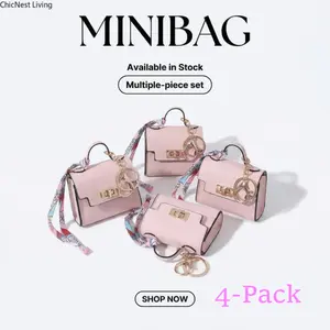 4-pack Multiple-PCS Mini Kelly Style PU Leather Bags – Waterproof, Portable & Cute Mini Storage Pouches for Lipstick, Keys, Jewelry & Travel Essentials