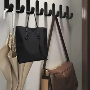 3/5/10pcs No-Drill Hook Metal Clothes Hanger, Adhesive Hooks for Bathroom Door Back Wall, Durable Sticky Coat Rack