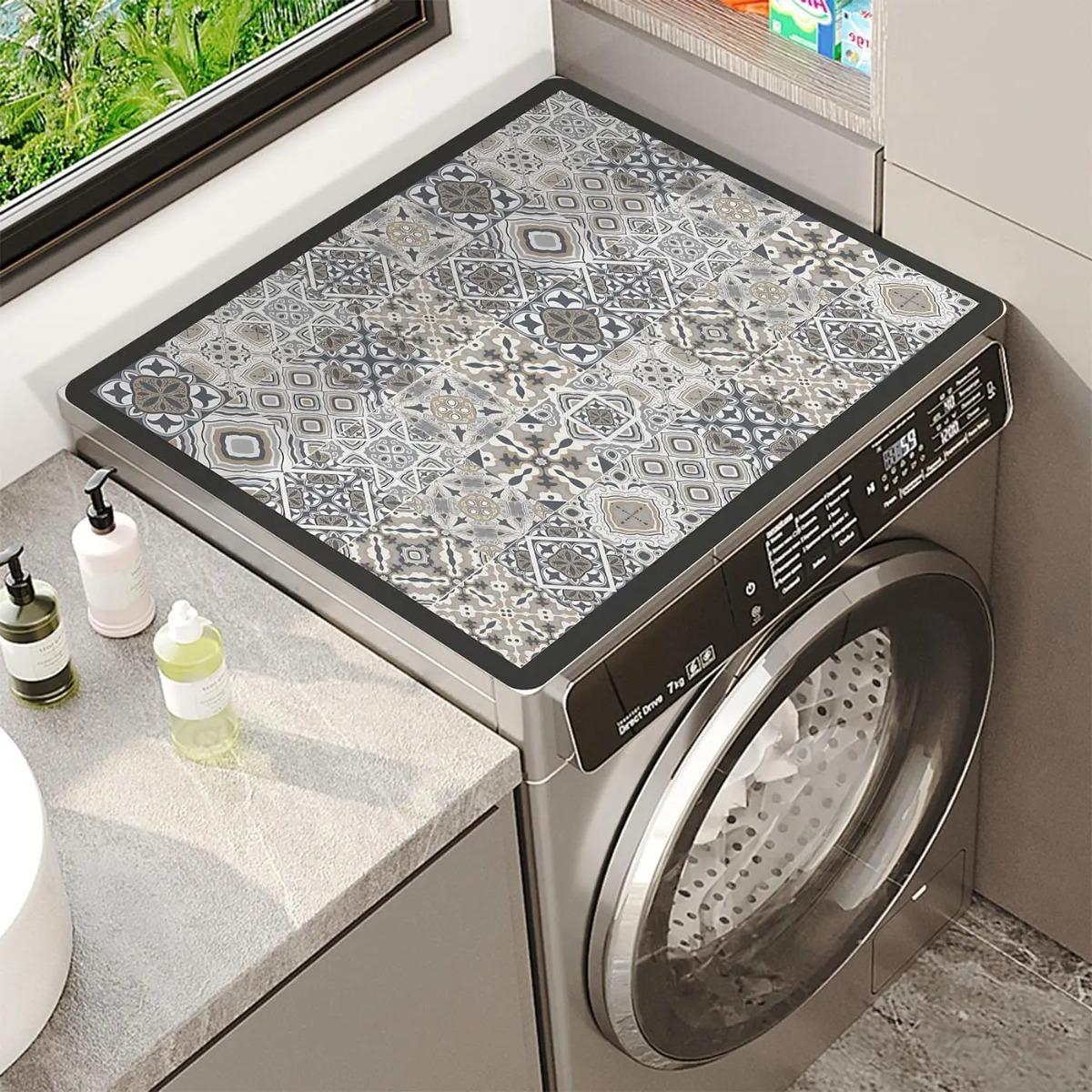 Silicone Washer Dryer Top Cover Mat 23.6x19.7 Inch Non Slip Washing Machine Protector for Home Kitchen Laundry Room Organization