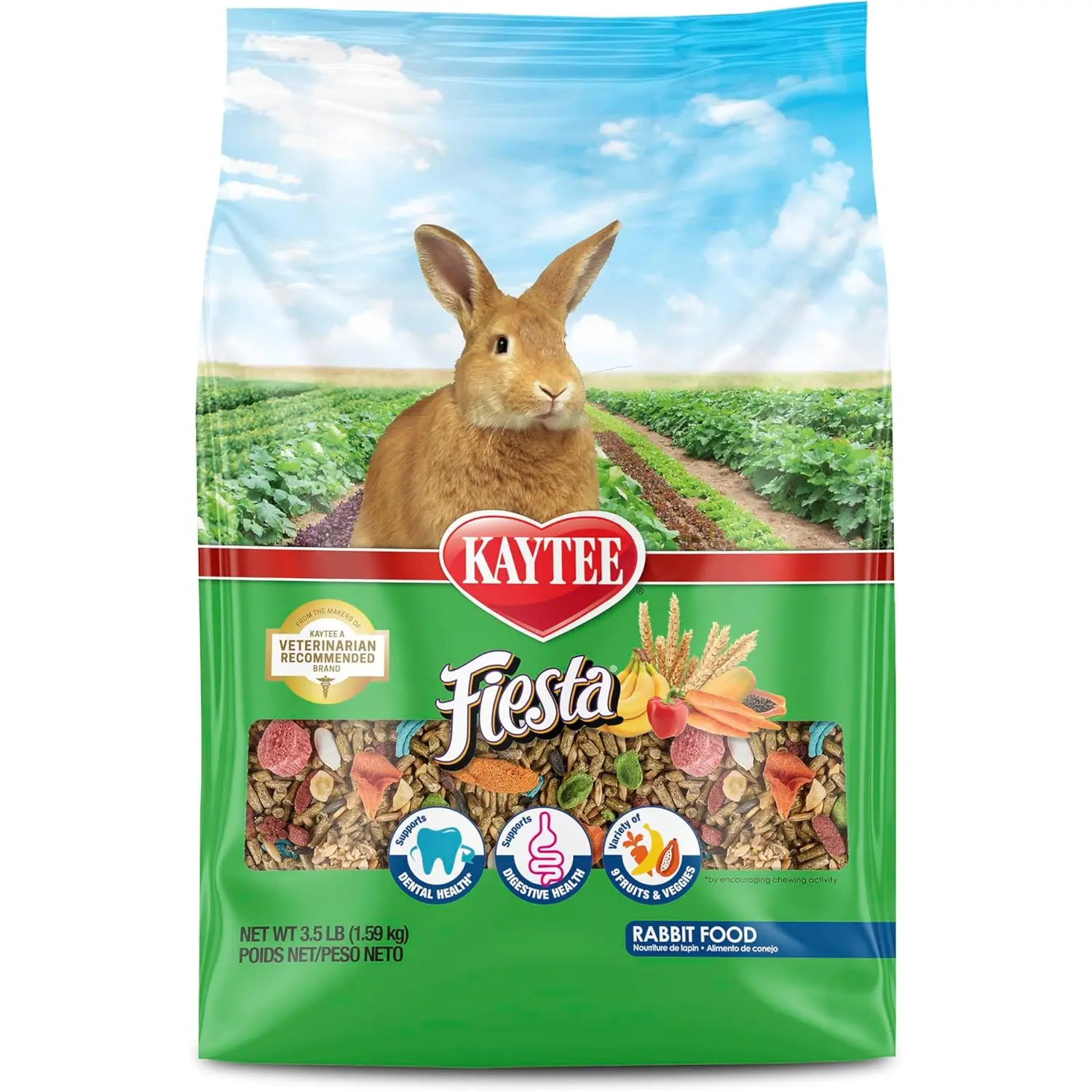 Kaytee Fiesta Rabbit Food, Nutritious and Fun Blend, Supports Dental Health and Digestion, 3.5 pounds