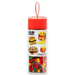 Pix Brix Food Bottle – Hamburger & Fries Set | Build 2D & 3D Pixel Fast Food Fun